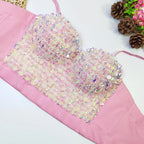 The Stardust Prism Siren – Sequined Glitter Bustier Corset Crop Top by Stardust Starlets