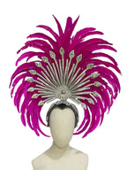 The Stardust Mirage – Premium Royal Blue & Rose Pink Feather Samba Headdress by Stardust Starlets