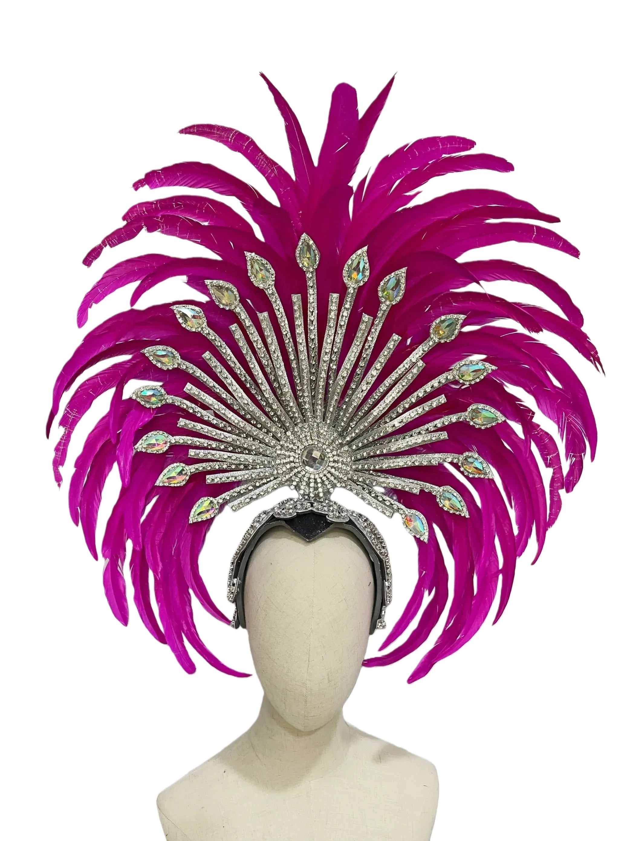 The Stardust Mirage – Premium Royal Blue & Rose Pink Feather Samba Headdress by Stardust Starlets