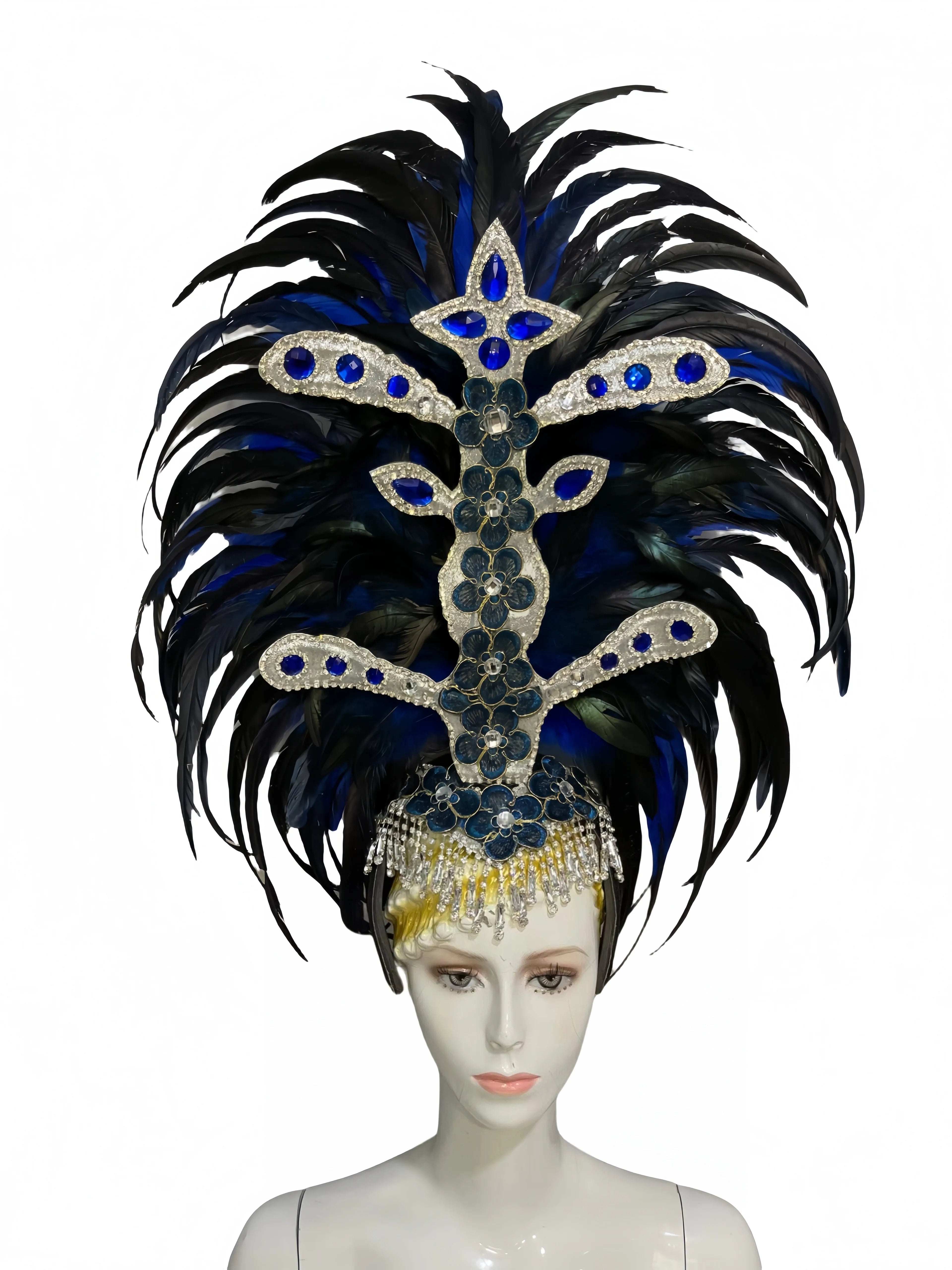 Feather headdress samba costume carnival halloween party bar performance hat makeup dance wings parade by Stardust Starlets