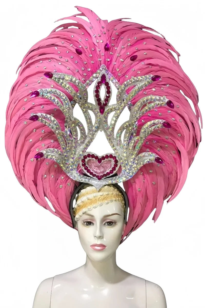 Feather headdress samba costume carnival halloween party bar performance hat makeup dance wings parade by Stardust Starlets