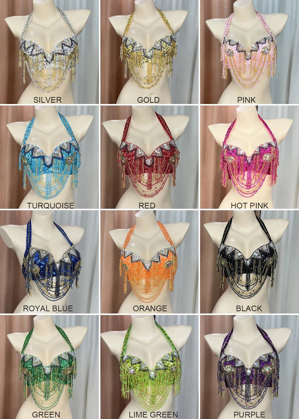 The Stardust Prism Sirena – Deluxe Beaded & Sequined Belly Dance Bra Top by Stardust Starlets