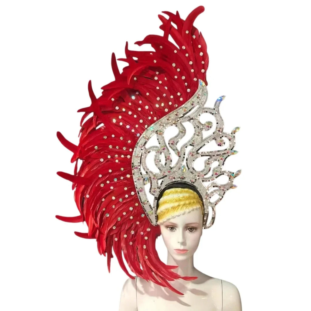 The Stardust Samba Radiance – Elegant Feathered Stage & Carnival Headdress by Stardust Starlets