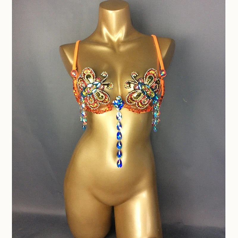 The Stardust Empress Sirena – Deluxe Rhinestone & Stone Samba Carnival Wire Bra by Stardust Starlets
