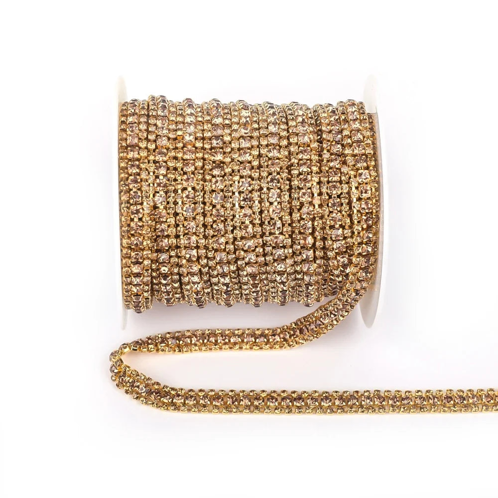 The Stardust Triple Crown – 3-Row Glass Crystal Rhinestone Cup Chain Trim by Stardust Starlets