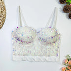 The Stardust Prism Siren – Sequined Glitter Bustier Corset Crop Top by Stardust Starlets