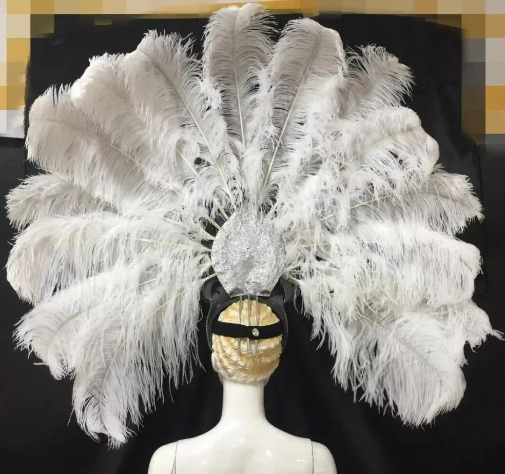 FASHIONABLE AND EXQUISITE HEADDRESS FEATHERS SAMBA DANCE CARNIVAL HALLOWEEN PARTY LATIN DANCE BAR PERFORMANCE HAT MASQUERADE by Stardust Starlets