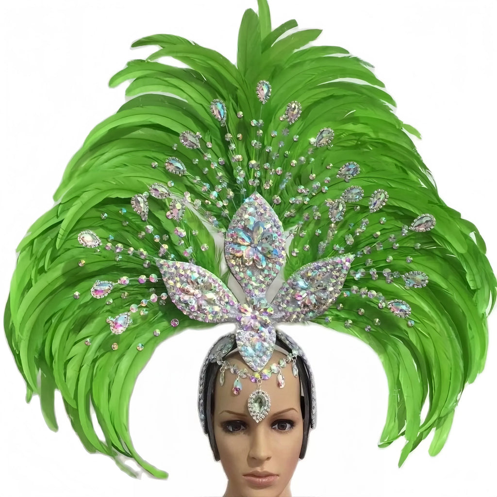 Feather headdress samba costume carnival halloween party bar performance hat makeup dance wings parade by Stardust Starlets