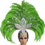 Feather headdress samba costume carnival halloween party bar performance hat makeup dance wings parade by Stardust Starlets