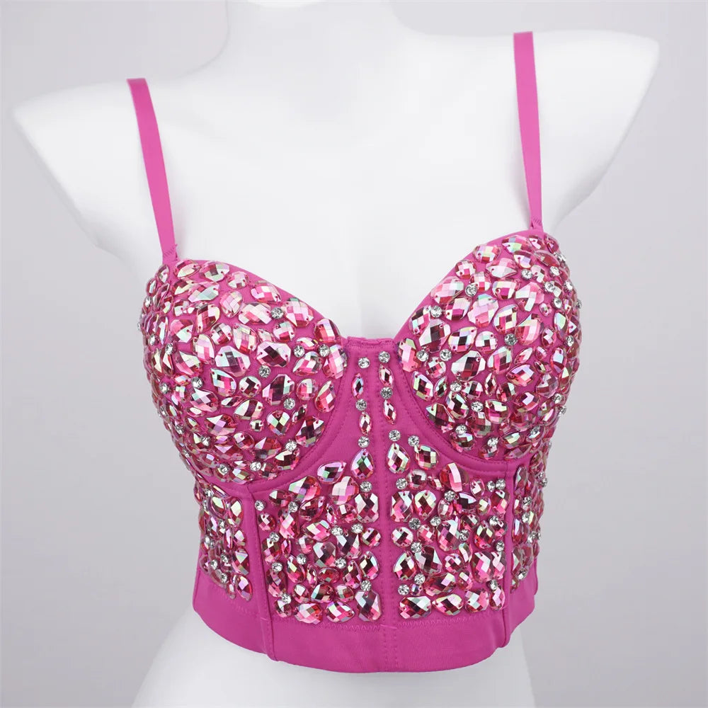 The Stardust Prism Siren – Glitter Crystal Bustier Corset Crop Top by Stardust Starlets