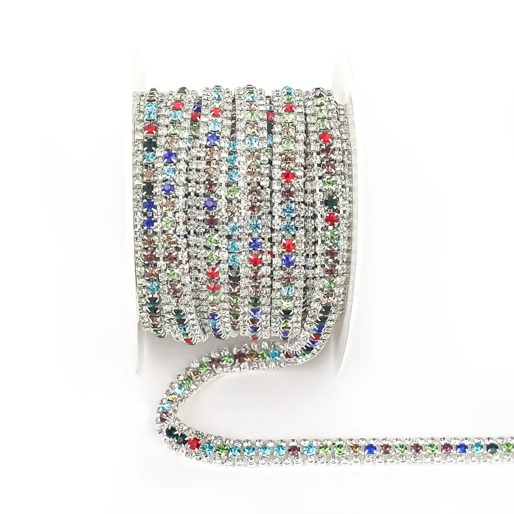 The Stardust Triple Crown – 3-Row Glass Crystal Rhinestone Cup Chain Trim by Stardust Starlets