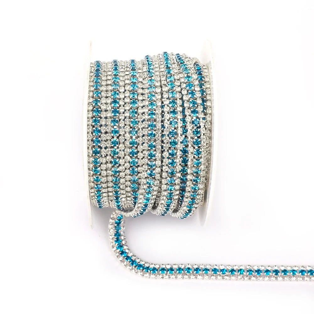 The Stardust Triple Crown – 3-Row Glass Crystal Rhinestone Cup Chain Trim by Stardust Starlets