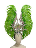 The Stardust Vertigo – Emerald Green Feathered Carnival & Samba Headdress by Stardust Starlets