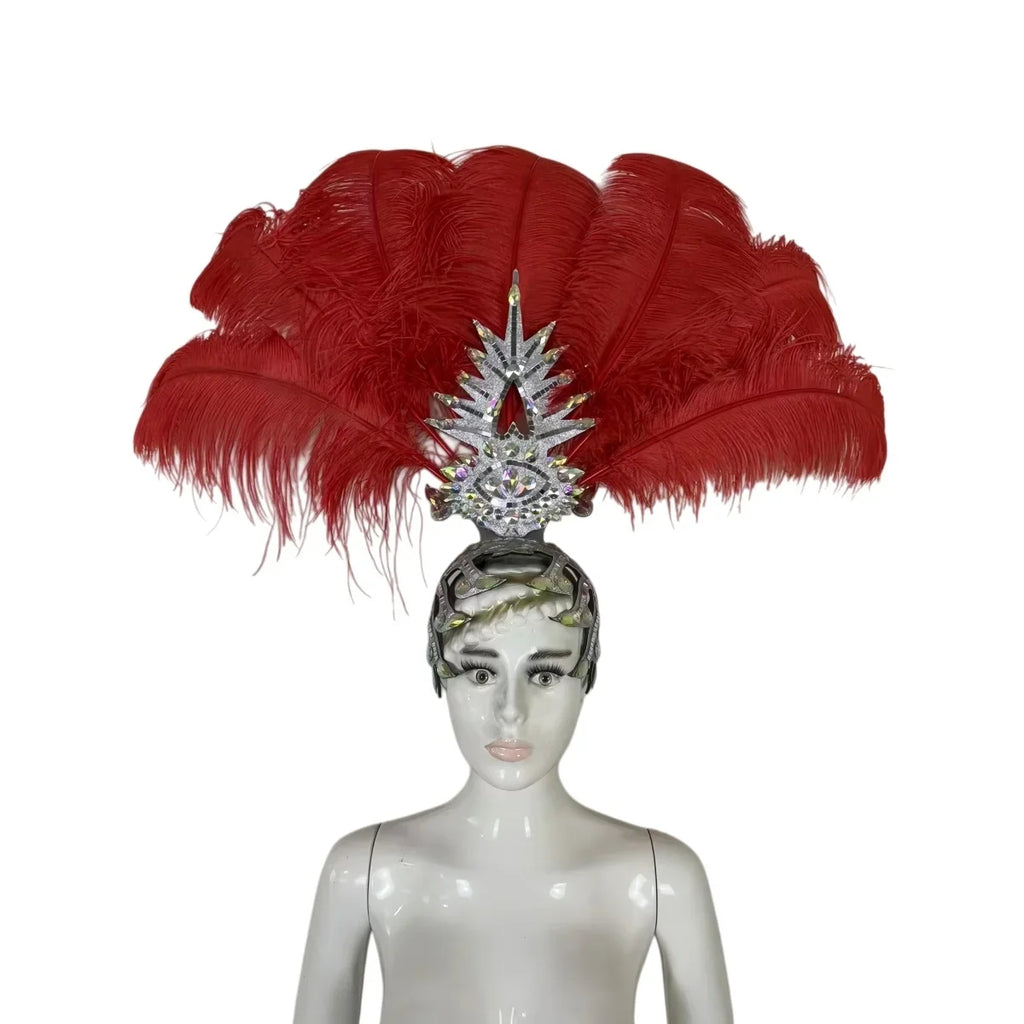 The Stardust Dionysia – Carnival & Samba Feathered Masque Ball Crown by Stardust Starlets