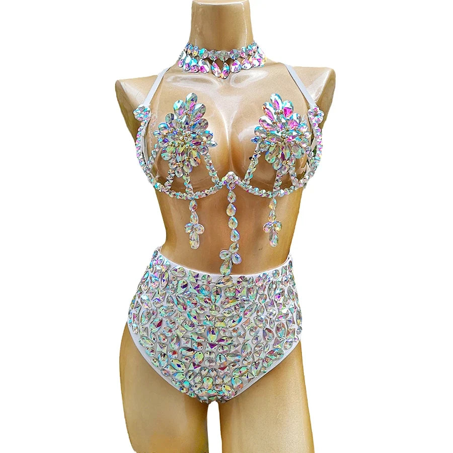 The Stardust Empress Royale – Deluxe Rhinestone Samba Carnival Wire Bra & High-Waist Panties 2-Piece Costume Set by Stardust Starlets
