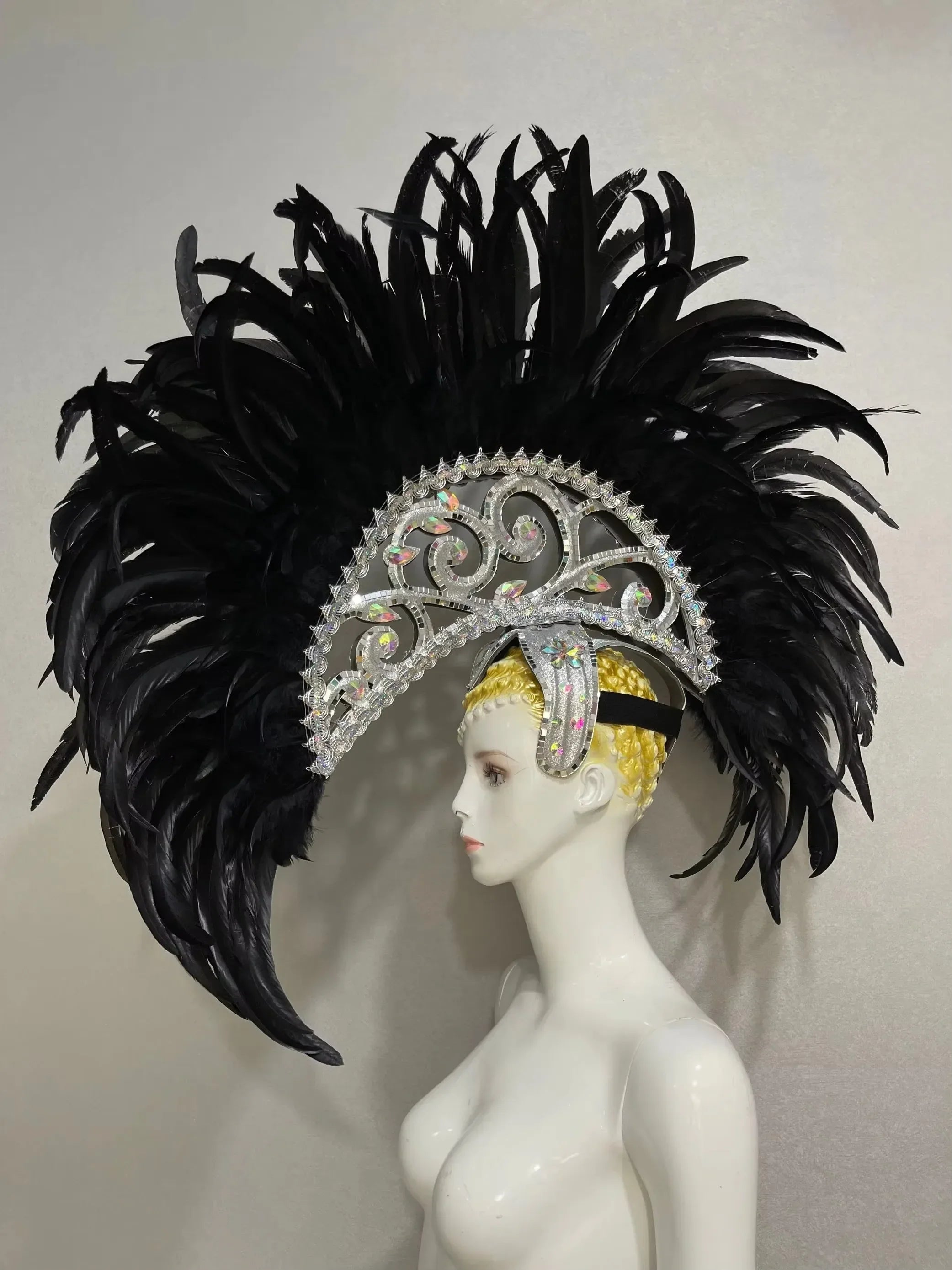 FASHIONABLE AND EXQUISITE HEADDRESS FEATHERS SAMBA DANCE CARNIVAL HALLOWEEN PARTY LATIN DANCE BAR PERFORMANCE HAT MASQUERADE by Stardust Starlets