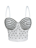 The Stardust Prism Siren – Embroidered Diamond Bustier Corset Crop Top by Stardust Starlets