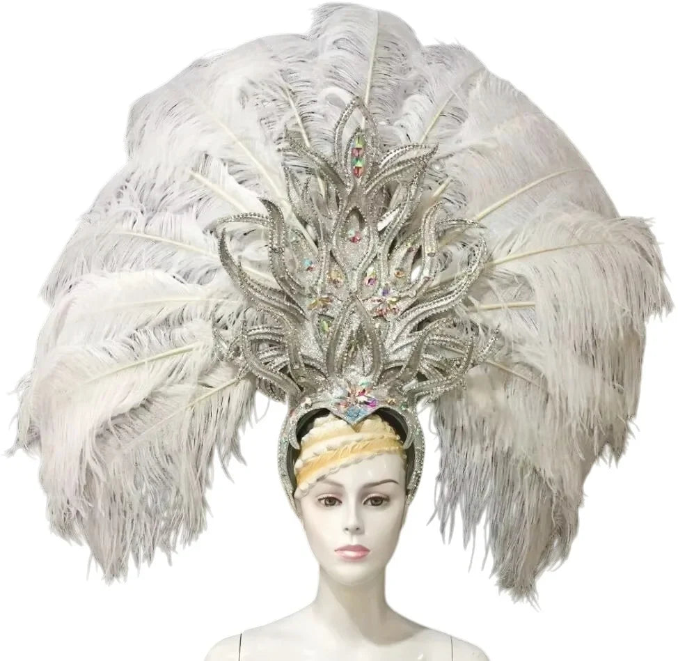 FASHIONABLE AND EXQUISITE HEADDRESS FEATHERS SAMBA DANCE CARNIVAL HALLOWEEN PARTY LATIN DANCE BAR PERFORMANCE HAT MASQUERADE by Stardust Starlets
