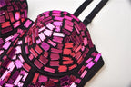The Stardust Prism Siren – Mirror Embellished Push-Up Bustier Corset Top by Stardust Starlets
