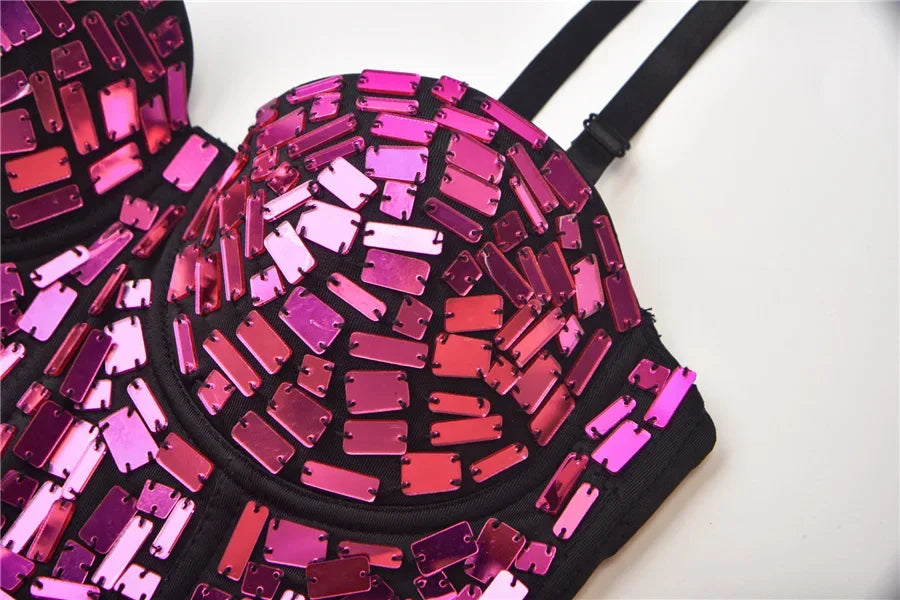 The Stardust Prism Siren – Mirror Embellished Push-Up Bustier Corset Top by Stardust Starlets
