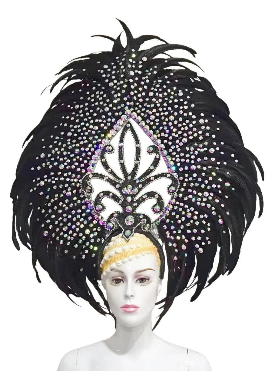 The Stardust Wings of Radiance – Deluxe Feathered Samba & Carnival Crown by Stardust Starlets