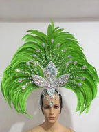 Feather headdress samba costume carnival halloween party bar performance hat makeup dance wings parade by Stardust Starlets