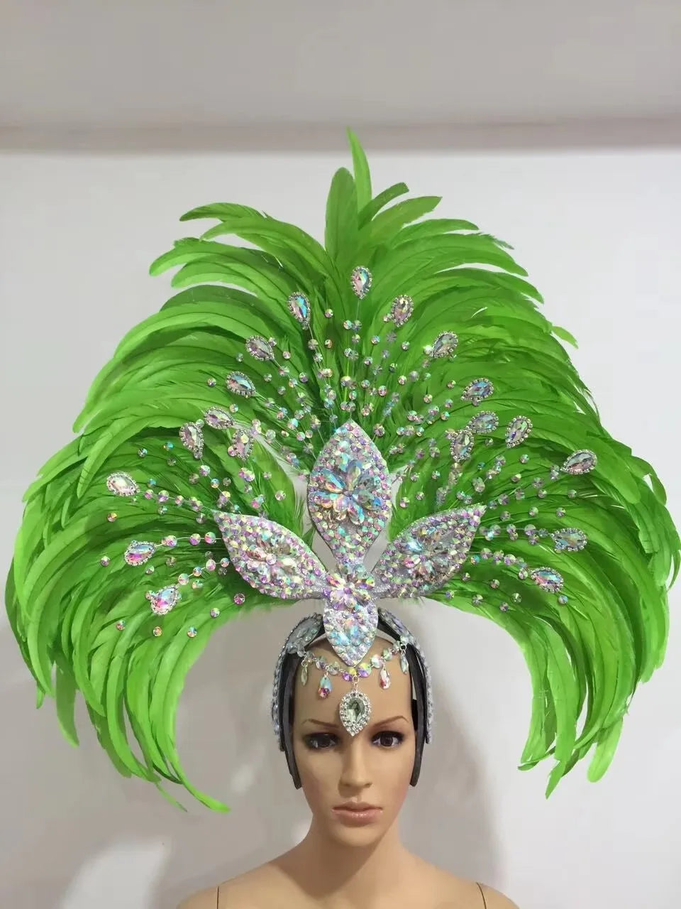 Feather headdress samba costume carnival halloween party bar performance hat makeup dance wings parade by Stardust Starlets