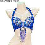 The Stardust Siren Shimmer – Sequin & Tassel Halter Belly Dance Bra Top by Stardust Starlets