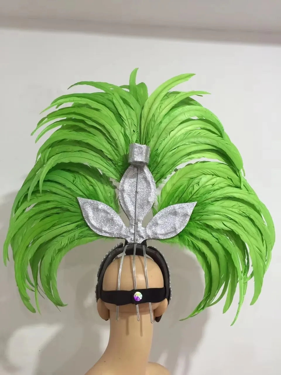 Feather headdress samba costume carnival halloween party bar performance hat makeup dance wings parade by Stardust Starlets