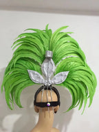 Feather headdress samba costume carnival halloween party bar performance hat makeup dance wings parade by Stardust Starlets