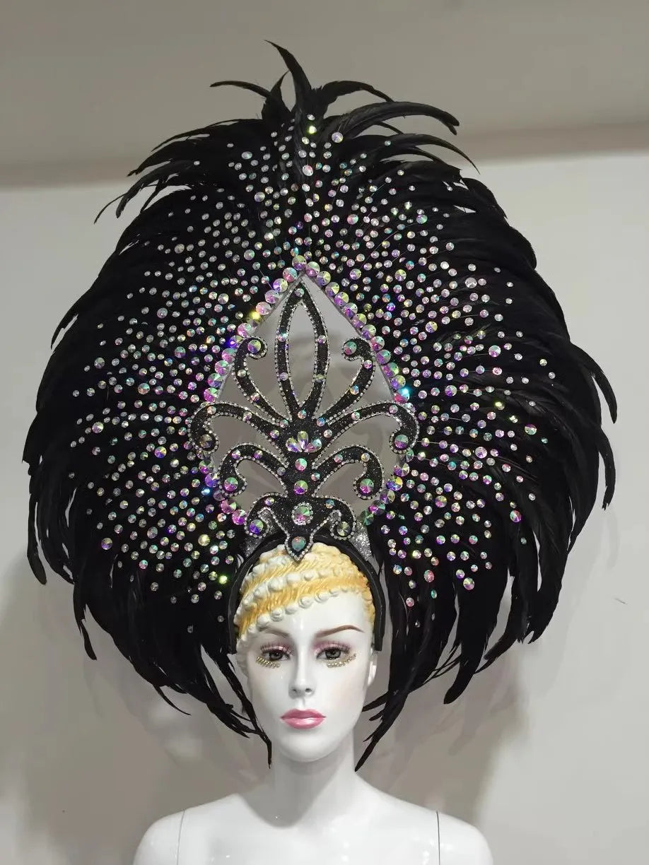 The Stardust Wings of Radiance – Deluxe Feathered Samba & Carnival Crown by Stardust Starlets