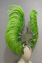 The Stardust Vertigo – Emerald Green Feathered Carnival & Samba Headdress by Stardust Starlets