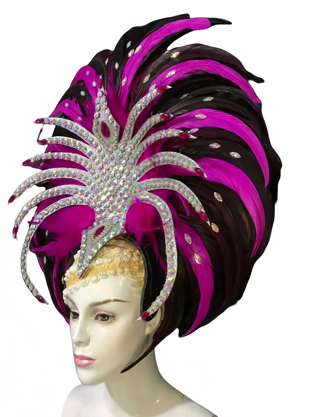 Feather headdress samba costume carnival halloween party bar performance hat makeup dance wings parade by Stardust Starlets