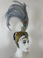 The Stardust Dionysia – Silver & Charcoal Feather Carnival & Masque Ball Headdress by Stardust Starlets