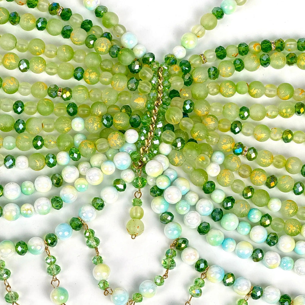 The Stardust Emerald Goddess – Handmade Green Rhinestone & Beaded Tassel Body Chain Halter Top by Stardust Starlets