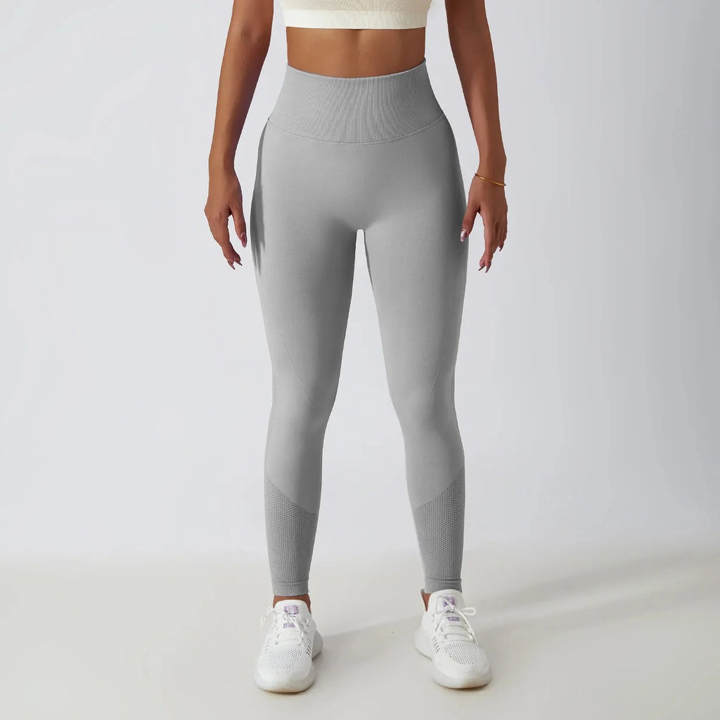 Seamless Ribbed Yoga Leggings – Tummy Control Fit by FitiqueFit