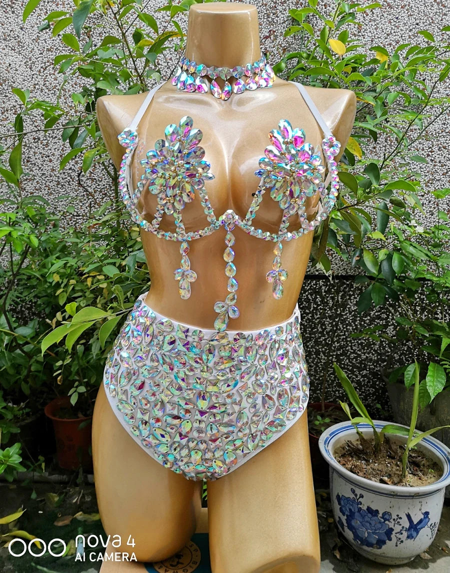 The Stardust Empress Royale – Deluxe Rhinestone Samba Carnival Wire Bra & High-Waist Panties 2-Piece Costume Set by Stardust Starlets