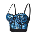 The Stardust Prism Siren – Mirror Embellished Push-Up Bustier Corset Top by Stardust Starlets