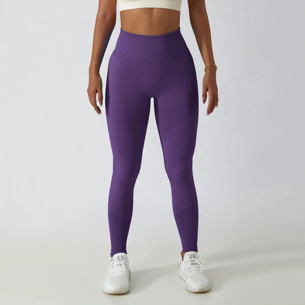 Seamless Ribbed Yoga Leggings – Tummy Control Fit by FitiqueFit