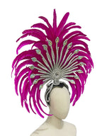 The Stardust Mirage – Premium Royal Blue & Rose Pink Feather Samba Headdress by Stardust Starlets