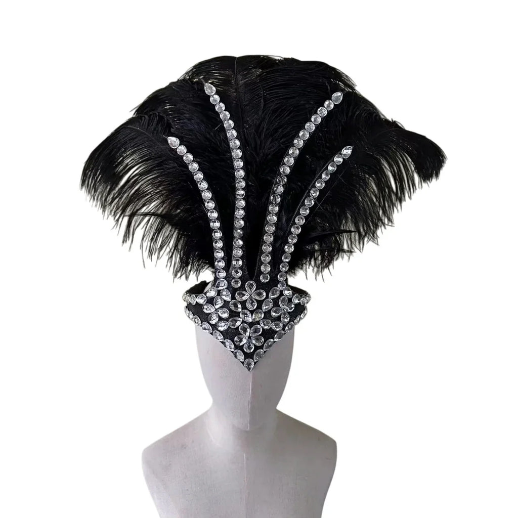 The Stardust Dionysia – Classic Feathered Samba Carnival & Masque Crown by Stardust Starlets