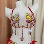 The Stardust Empress Royale – Deluxe Rhinestone Samba Carnival Wire Bra, Panty, Belt & Necklace 4-Piece Costume Set by Stardust Starlets