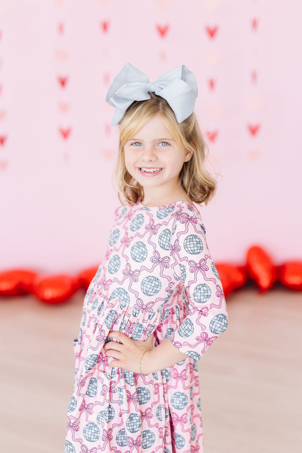 SALE Disco Bows 3/4 Sleeve Pocket Twirl Dress by Mila & Rose ®