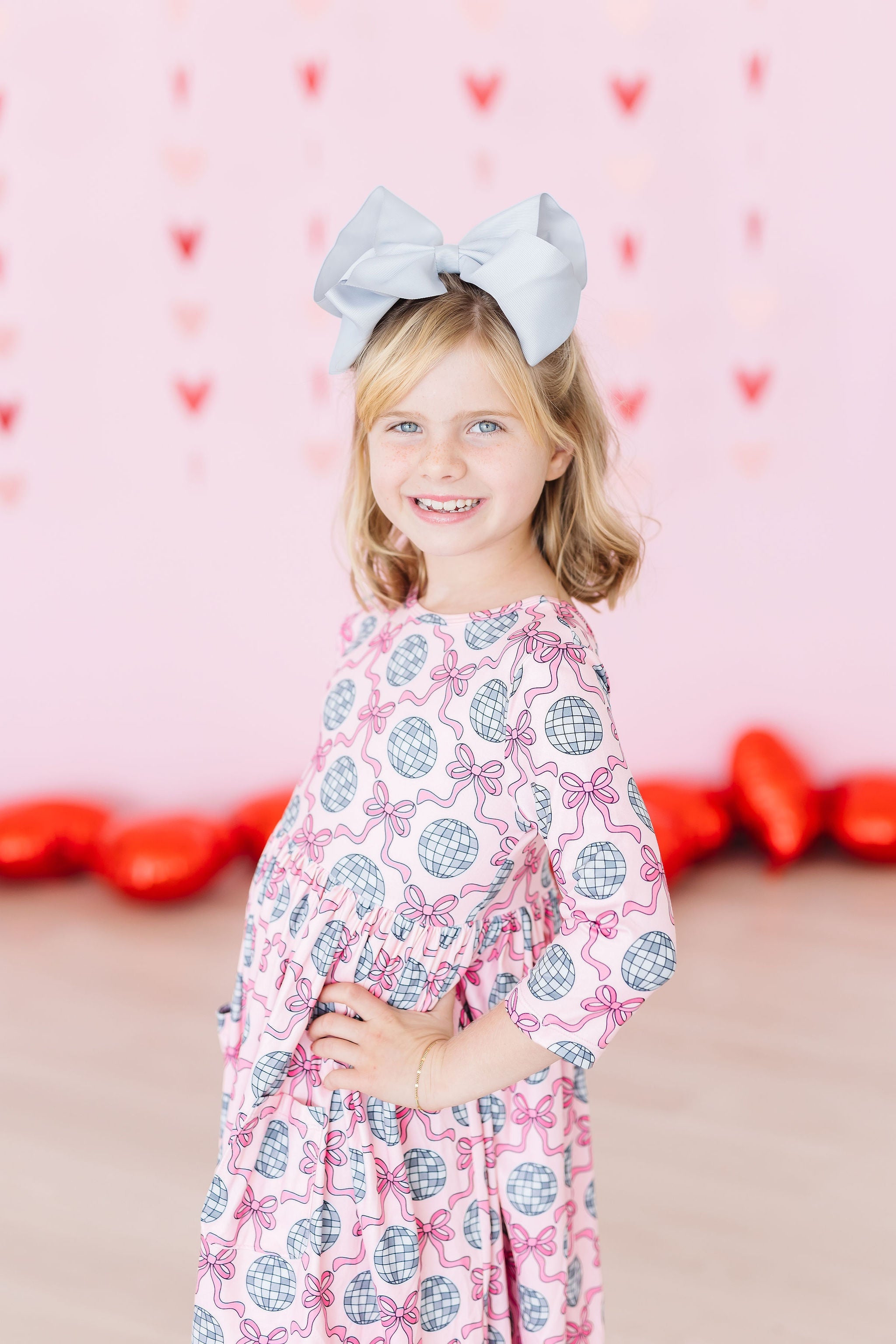 SALE Disco Bows 3/4 Sleeve Pocket Twirl Dress by Mila & Rose ®