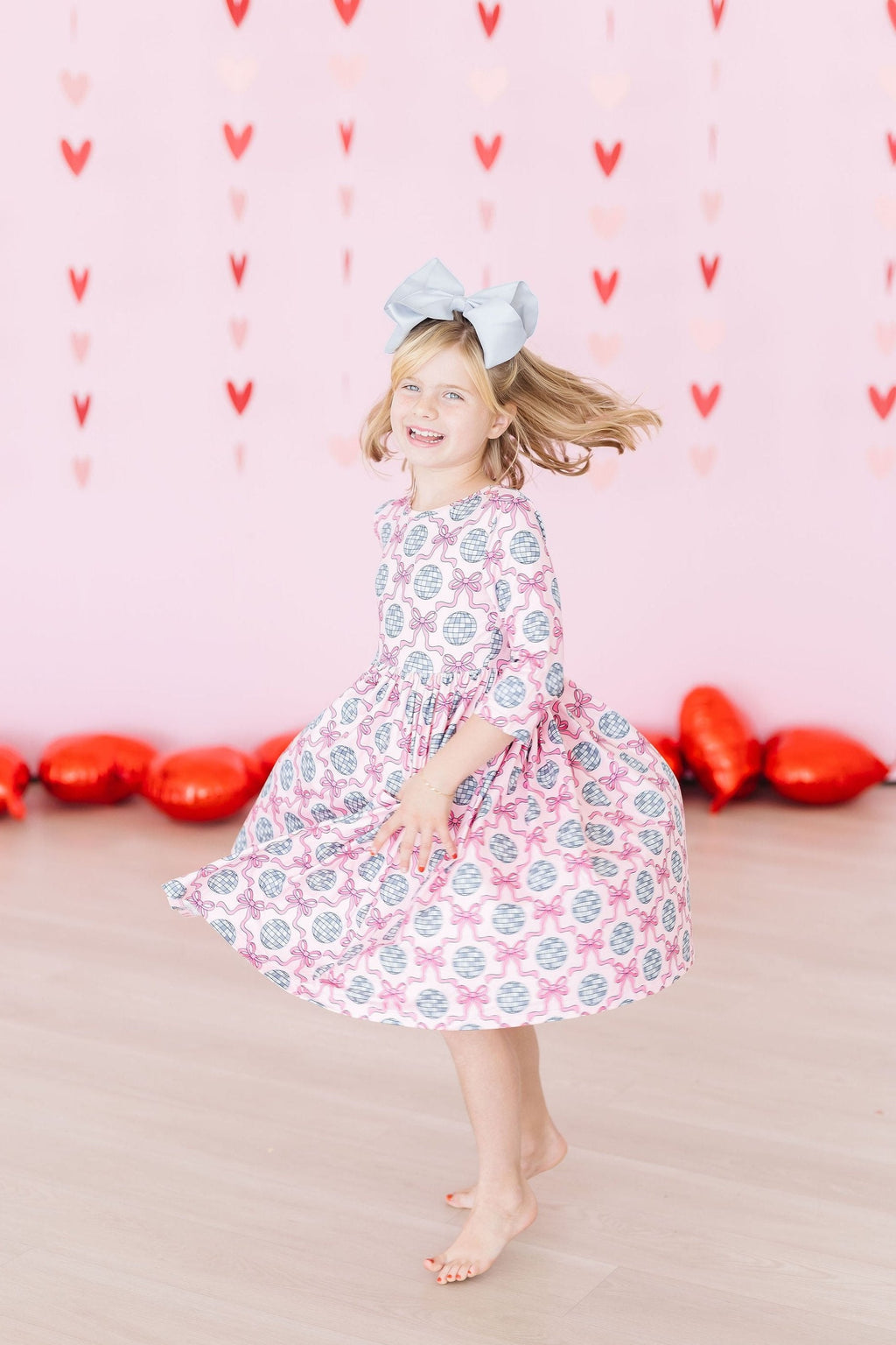 SALE Disco Bows 3/4 Sleeve Pocket Twirl Dress by Mila & Rose ®