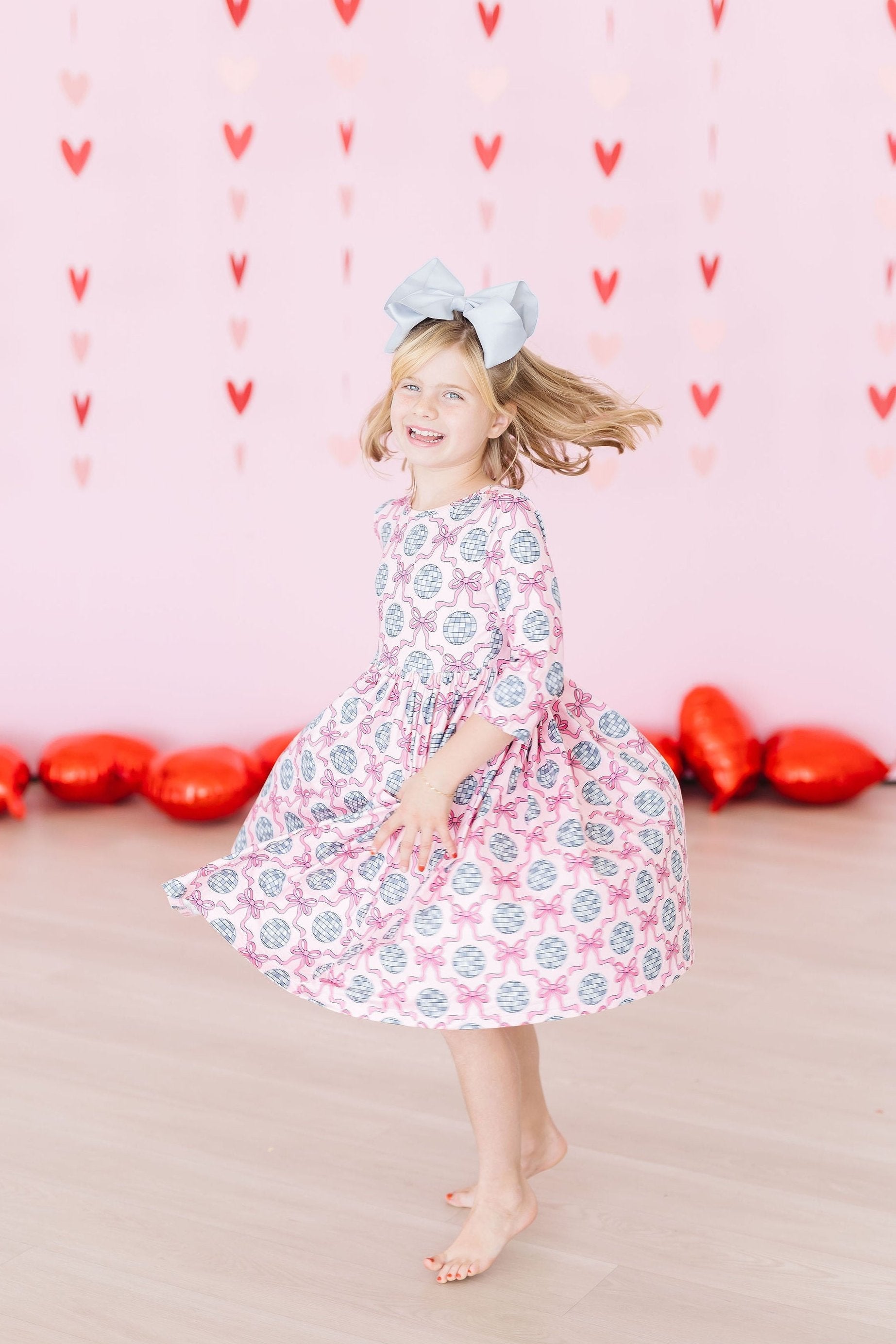 SALE Disco Bows 3/4 Sleeve Pocket Twirl Dress by Mila & Rose ®