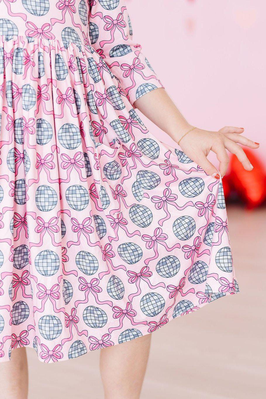 SALE Disco Bows 3/4 Sleeve Pocket Twirl Dress by Mila & Rose ®