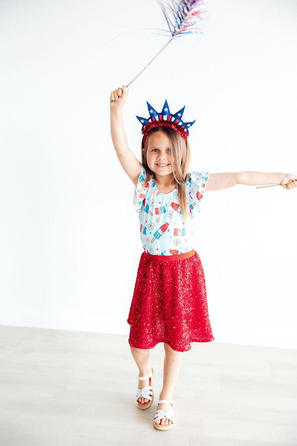 SALE Proudly Patriotic S/S Flutter Sleeve Leotard by Mila & Rose ®