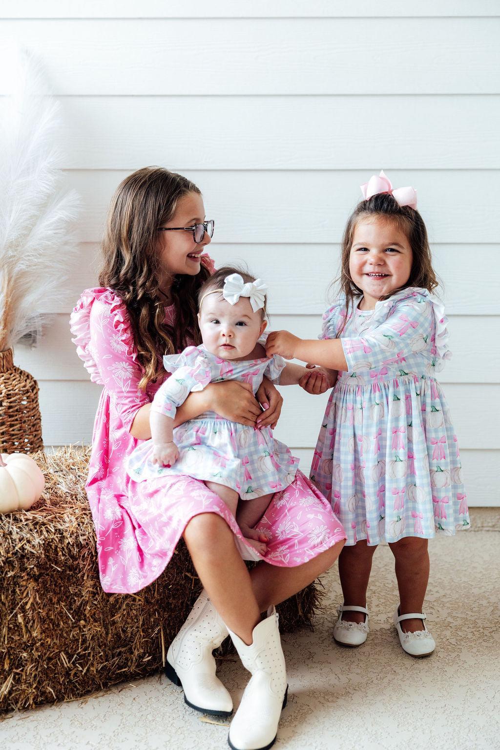 SALE Pumpkin Picnic 3/4 Sleeve Ruffle Twirl Dress by Mila & Rose ®