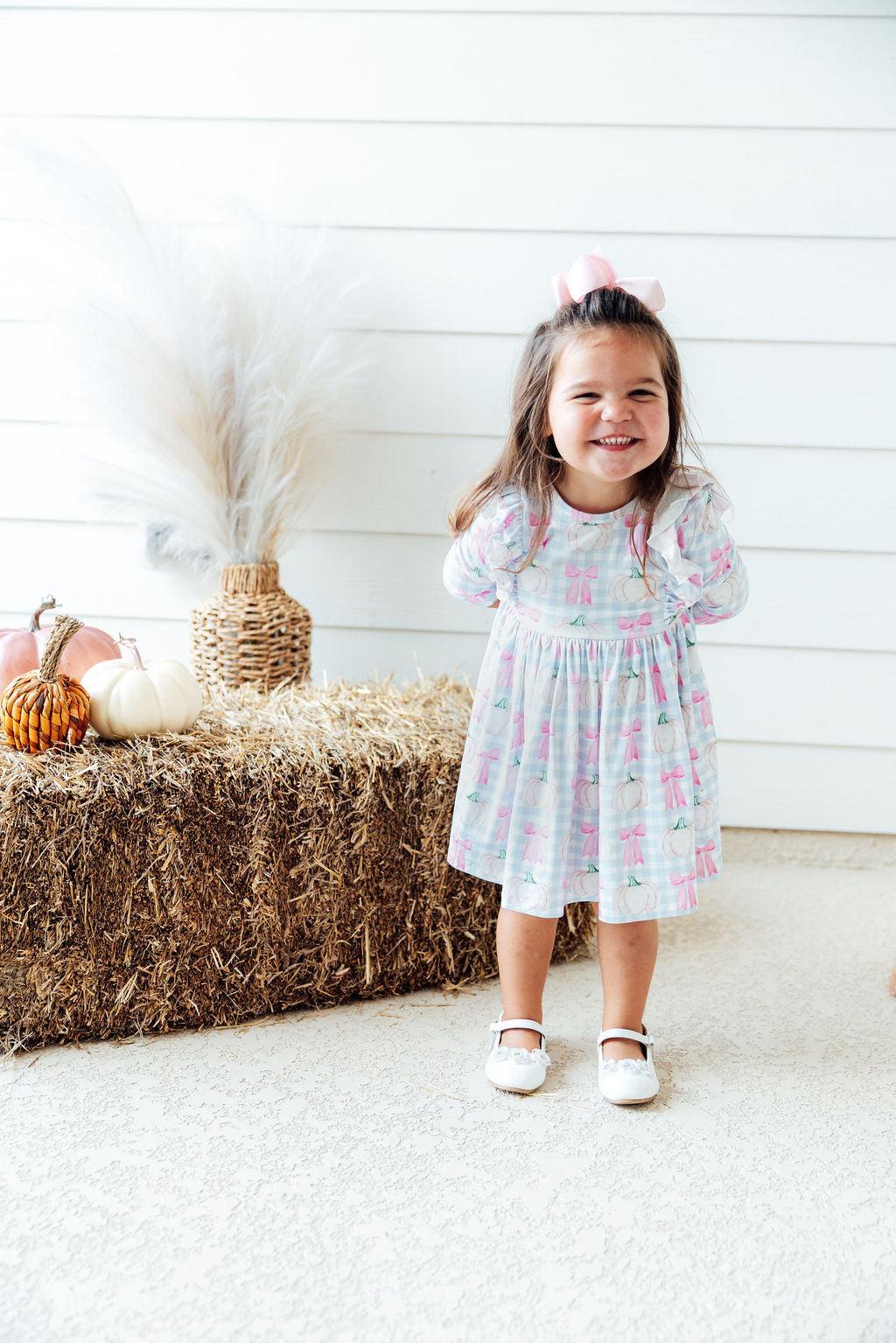 SALE Pumpkin Picnic 3/4 Sleeve Ruffle Twirl Dress by Mila & Rose ®